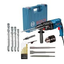Kit Martelete Rotativo GBH 2 24-D Bosch e Mandril Adaptador e Brocas Talhadeiras