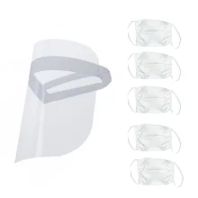 Kit Máscara Protetor Facial Face Shield e 5 Máscaras de Rosto Lavável em Tecido
