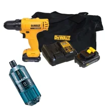 Kit Parafusadeira e Furadeira 12V Max DCD700C2 DeWalt e Estojo de Bits 18 Peç