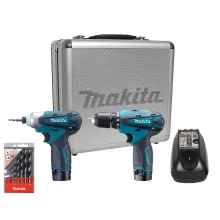 Kit Parafusadeira e Furadeira de Impacto à Bateria 12V LCT204 Makita e 8 Brocas