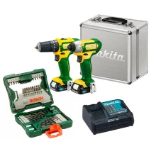 Kit Parafusadeira e Furadeira de Impacto CLX202BR Makita e Jogo de Ferramentas