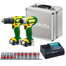 Kit Parafusadeira e Furadeira de Impacto CLX202BR Makita e Jogo de Soquetes 1/2