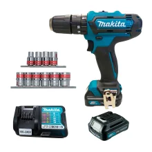 Kit Parafusadeira e Furadeira de Impacto HP331DWY Makita e Jogo de Soquetes