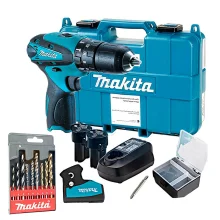 Kit Parafusadeira e Furadeira de Impacto HP331DWYE Makita e Jogo de Brocas
