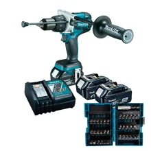 Kit Parafusadeira e Furadeira Impacto DHP481RTE Makita e Conjuntos de Bits