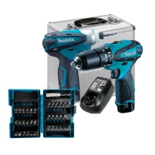 Kit Parafusadeira e Furadeira Impacto HP330D e TD090D DK1493 e Conjunto de Bits