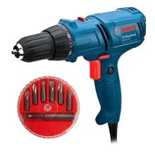 Kit Parafusadeira Furadeira 400 watts GSR 7-14E Bosch e Jogo de 7 Bits