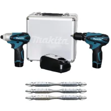 Kit Parafusadeira Furadeira de Impacto à Bateria LCT204 Makita e Bits de Torção