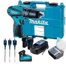 Kit Parafusadeira Furadeira de Impacto HP330DWE Makita e 3 Brocas Self Cut