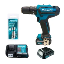 Kit Parafusadeira Furadeira de Impacto HP331DWY Makita e Bits 1/4 Pol Ponteiras