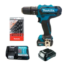 Kit Parafusadeira Furadeira de Impacto HP331DWY Makita e Brocas para Madeira