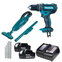 Kit Parafusadeira Furadeira DHP482Z Aspirador de Pó Makita 2Baterias Carregador