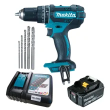 Kit Parafusadeira Furadeira DHP482Z Makita Bateria e Carregador DC18RC e 5Brocas