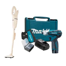 Kit Parafusadeira Impacto à Bateria 12V TD090DWE Makita e Aspirador de Pó