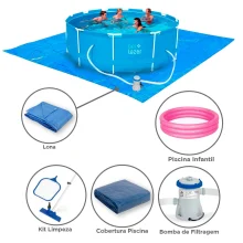 Kit Piscina 10000L e Filtro e Cobertura e Lona e Piscina Inflável e Kit Limpeza