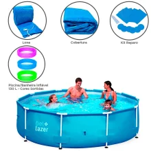 Kit Piscina 7000L e Cobertura e Lona 510100 Belfix e Piscina Inflável 130L