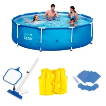 Kit Piscina de Armação 5.000L 510000 Belfix e Kit Limpeza e Colete Boia Infantil