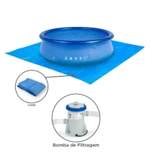 Kit Piscina Inflável 001054 Mor e Lona e Bomba de Filtragem 1250 L por Hora