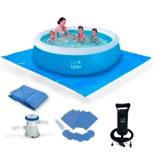 Kit Piscina Inflável 100000 Belfix e Lona e Bomba de Filtragem e Bomba Manual