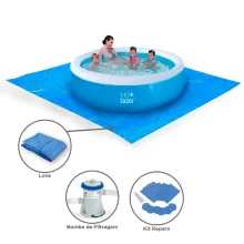 Kit Piscina Inflável Azul 100000 e Lona e Bomba de Filtragem Belfix