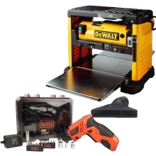 Kit Plaina Desengrosso Portátil DW733 DeWalt e Parafusadeira com 16 Acessórios 220 Volts