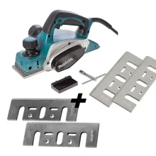 Kit Plaina Elétrica 82mm 620 Watts KP0800 Makita e Conjunto Faca Plaina PB-82