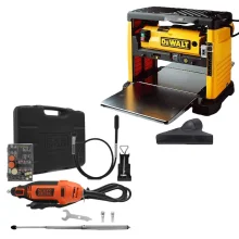Kit Plaina Portátil 1800 Watts DW733 DeWalt e Microrretífica com Controle Torque 110 Volts