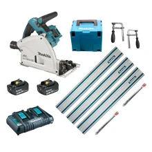 Kit Serra Circular 3Trilhos 1m 2Conectores Sargentos 2Baterias Carregador Maleta