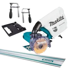 Kit Serra Mármore com Coletor de Pó 4100KB Makita e Base e Sargentos Trilho 1.5M