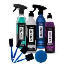 Kit Shampoo Vonixx e Aplicador e Cera e Revitalizador e Pincéis e Multilimpador
