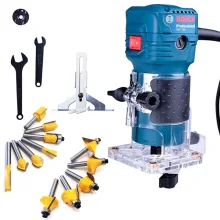 Kit Tupia 550W GKF 550 Profissional Bosch + 2 Cjs de Fresas para Madeira - NKF