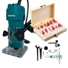 Kit Tupia 6mm 530 Watts 3709 -P e 3 Fresas D-16461 Makita e Jogo de 12 Fresas 220 Volts