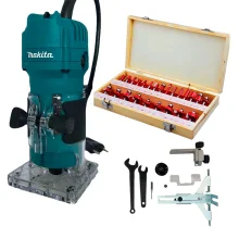 Kit Tupia 6mm 530 Watts 3709 -P e 3 Fresas D-16461 Makita e Jogo de 24 Fresas 220 Volts