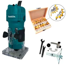 Kit Tupia 6mm 530W 3709 Makita e Jogo de Fresas para Madeira 6mm NKF