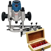 Kit Tupia com Base Imersão GOF 1600 CE Bosch e Conjunto de 6 Fresas para Madeira