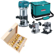 Kit Tupia com Bases 6mm Makita + 2 Cjs de Fresas para Madeira - NKF