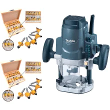 Kit Tupia de Coluna 12mm 1.650 Watts Makita + 2 Cjs de Fresas para Madeira - NKF