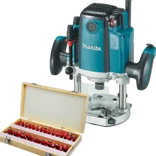 Kit Tupia de Coluna 12mm 1650W RP2301FC Makita + Kit de 24 Fresas para Madeira 1/4 - 110 Volts