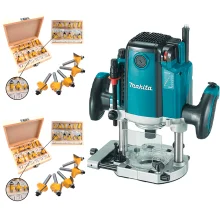 Kit Tupia de Coluna com Freio Eletrônico RP1800 Makita e Jogo de Fresas NKF