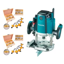 Kit Tupia de Coluna Freio Eletrônico Makita e 2 Cjs de Fresas para Madeira NKF