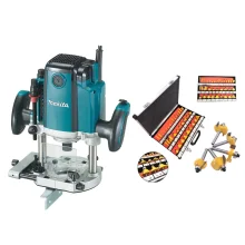 Kit Tupia de Coluna RP1801F Makita e Conjunto Fresas para Madeira NKF 35 peç