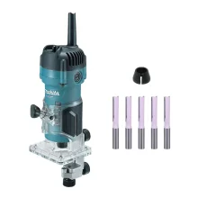 Kit Tupia Manual 530W M3700B Makita e 5 Fresas Paralela Dupla e Pinça de 1/4 Pol