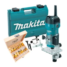 Kit Tupia Manual 6mm 530 Watts M3700B Makita e Conjunto de 12 Fresas e Maleta