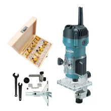Kit Tupia Manual 6mm 530 Watts M3700B Makita e Jogo de Fresas para Madeira NKF