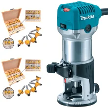 Kit Tupia Manual 6mm 710 Watts Makita + 2 Cjs de Fresas para Madeira - NKF