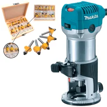 Kit Tupia Manual 6mm RT0700CX3 Makita e Conjunto de Fresas para Madeira NKF