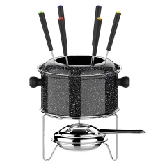 Conjunto de Fondue Pequeno Caçarola 085L 10 Peç Colorstone Preto HH7802 Euro