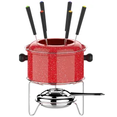 Conjunto de Fondue Pequeno Caçarola 085L 10 Peç Colorstone Vermelho HH7802 Euro