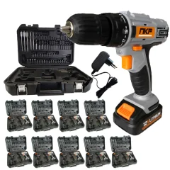 Kit 10 Furadeira Parafusadeira à Bateria 12V com Maletas e Acessórios FP12X50 NKF