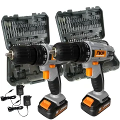 Kit 2 Furadeira Parafusadeira à Bateria 12V com Maletas e Acessórios FP12X50 NKF
